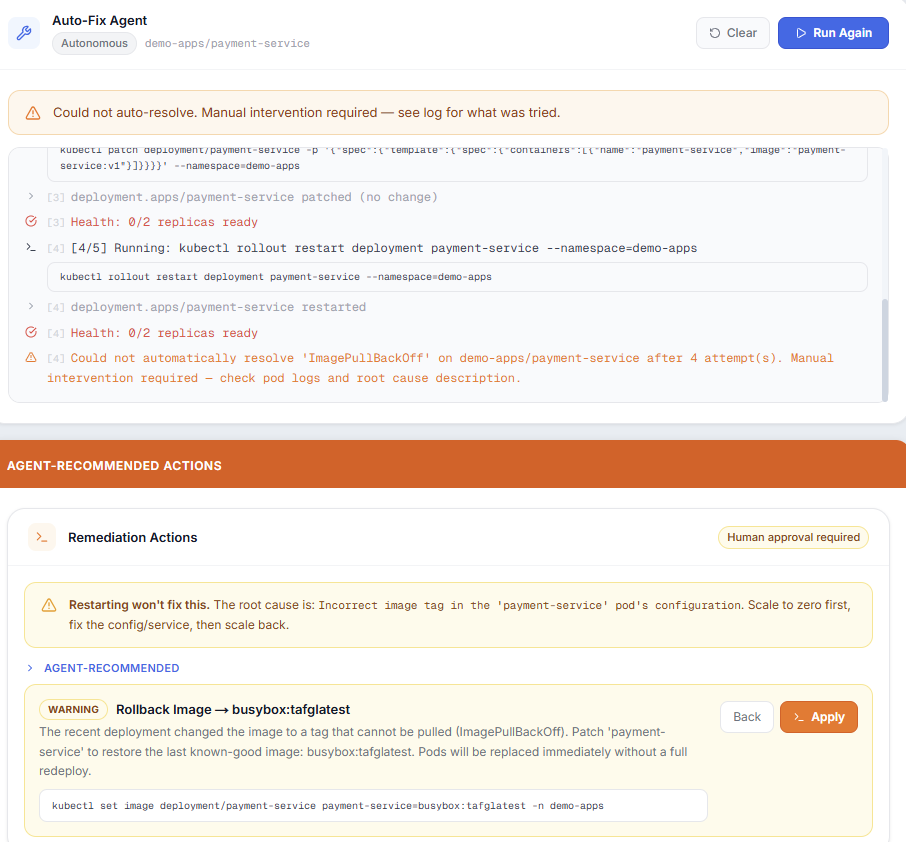 Auto-Fix Agent Execution